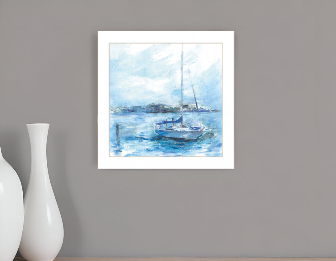 Serenity Sloop 1 White Framed Print Wall Art