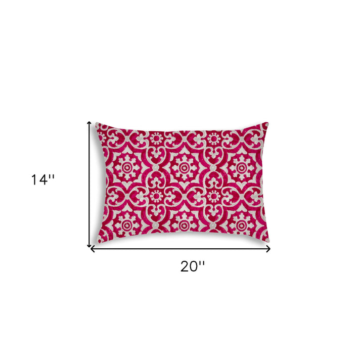 Pink Medallion Indoor Outdoor Sewn Lumbar Pillow