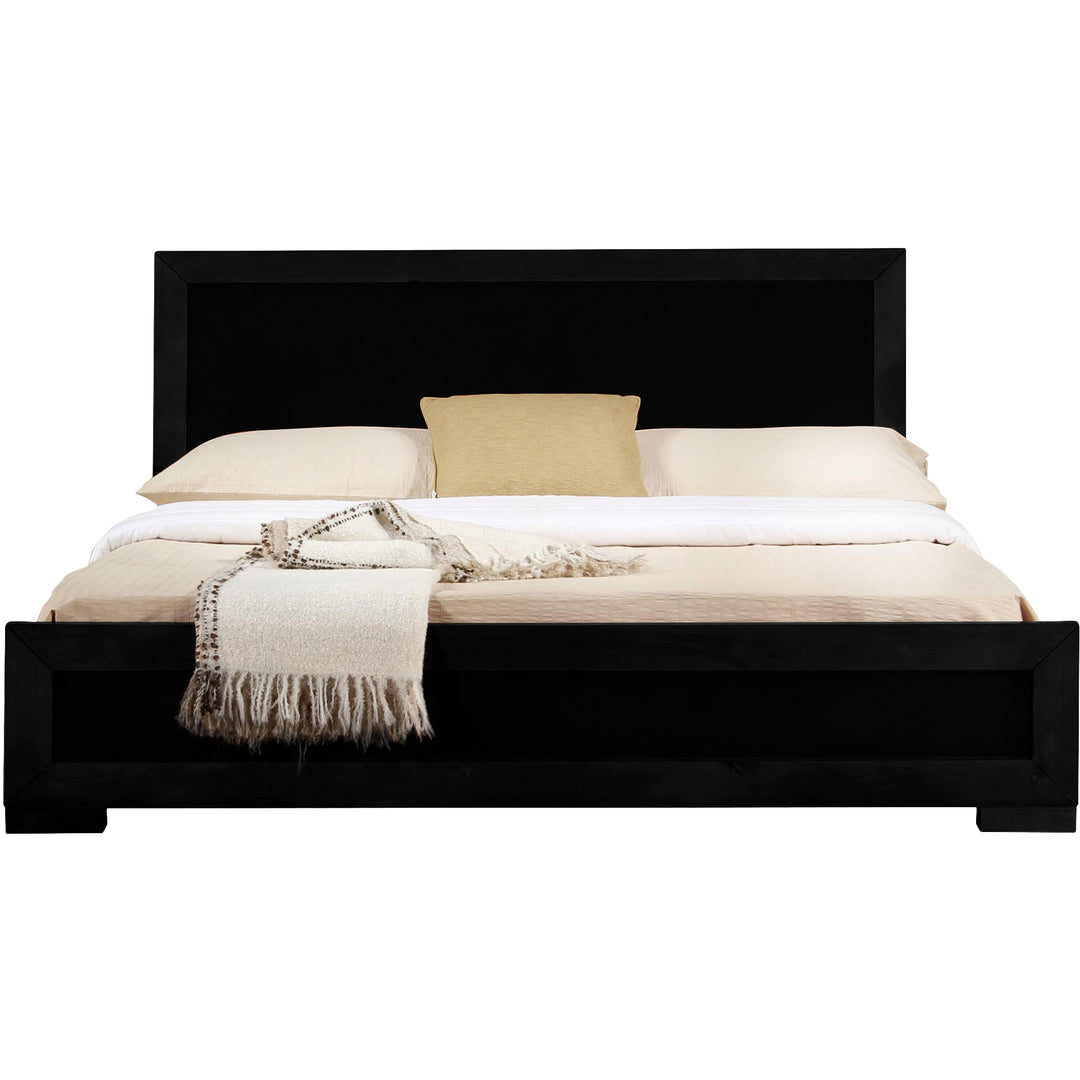 Moma Walnut Wood Platform Queen Bed With Two Nightstands