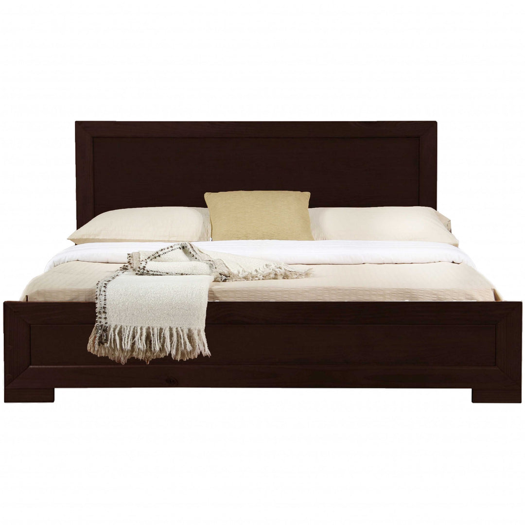 Moma Walnut Wood Platform Queen Bed With Two Nightstands