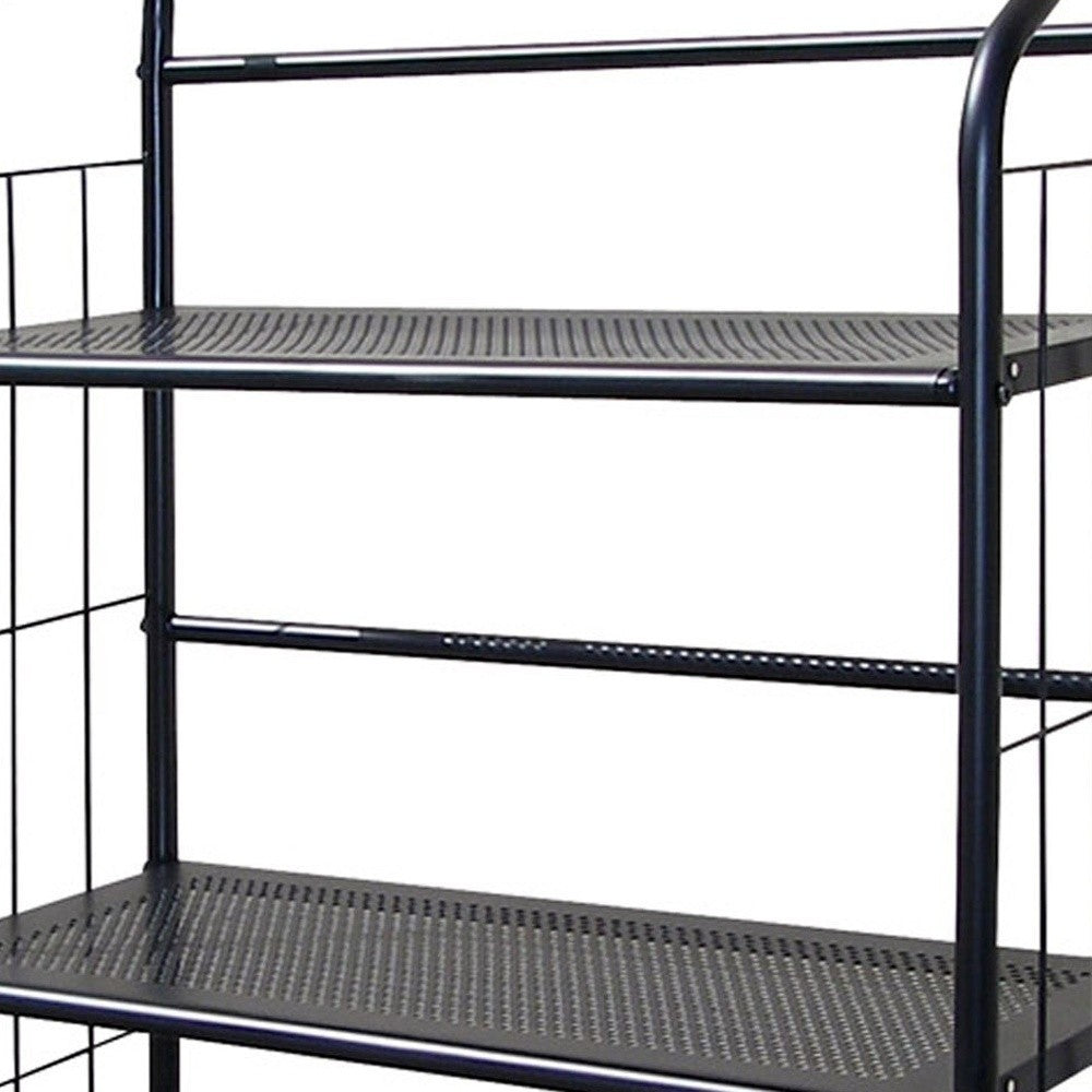 Black 3 Shelf Metal Standing Book Shelf