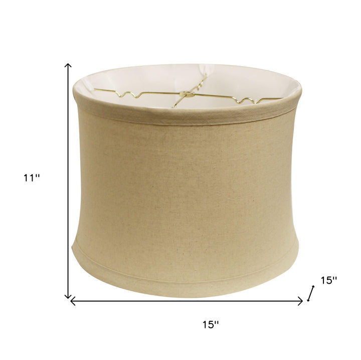 15" Rosewood Drum Trimmed Linen Lampshade