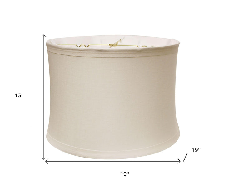 19" Snow Drum Trimmed Linen Lampshade