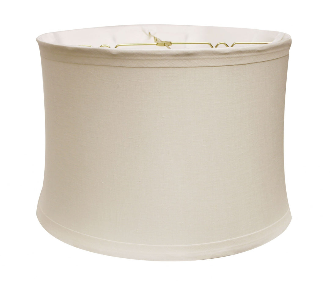 19" Snow Drum Trimmed Linen Lampshade