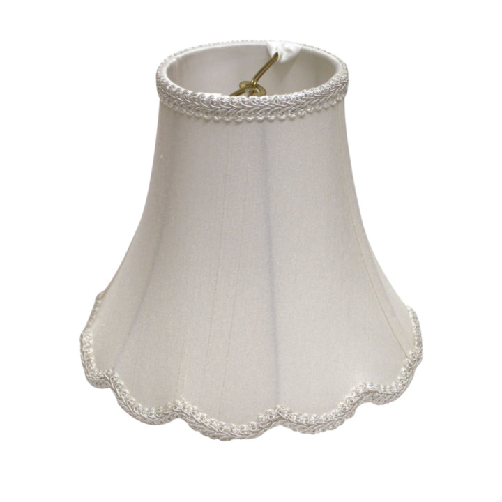 16" White Slanted Scallop Bell Monay Shantung Lampshade