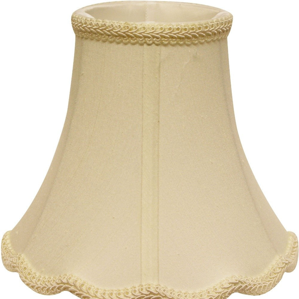 16" Ivory Slanted Scallop Bell Monay Shantung Lampshade