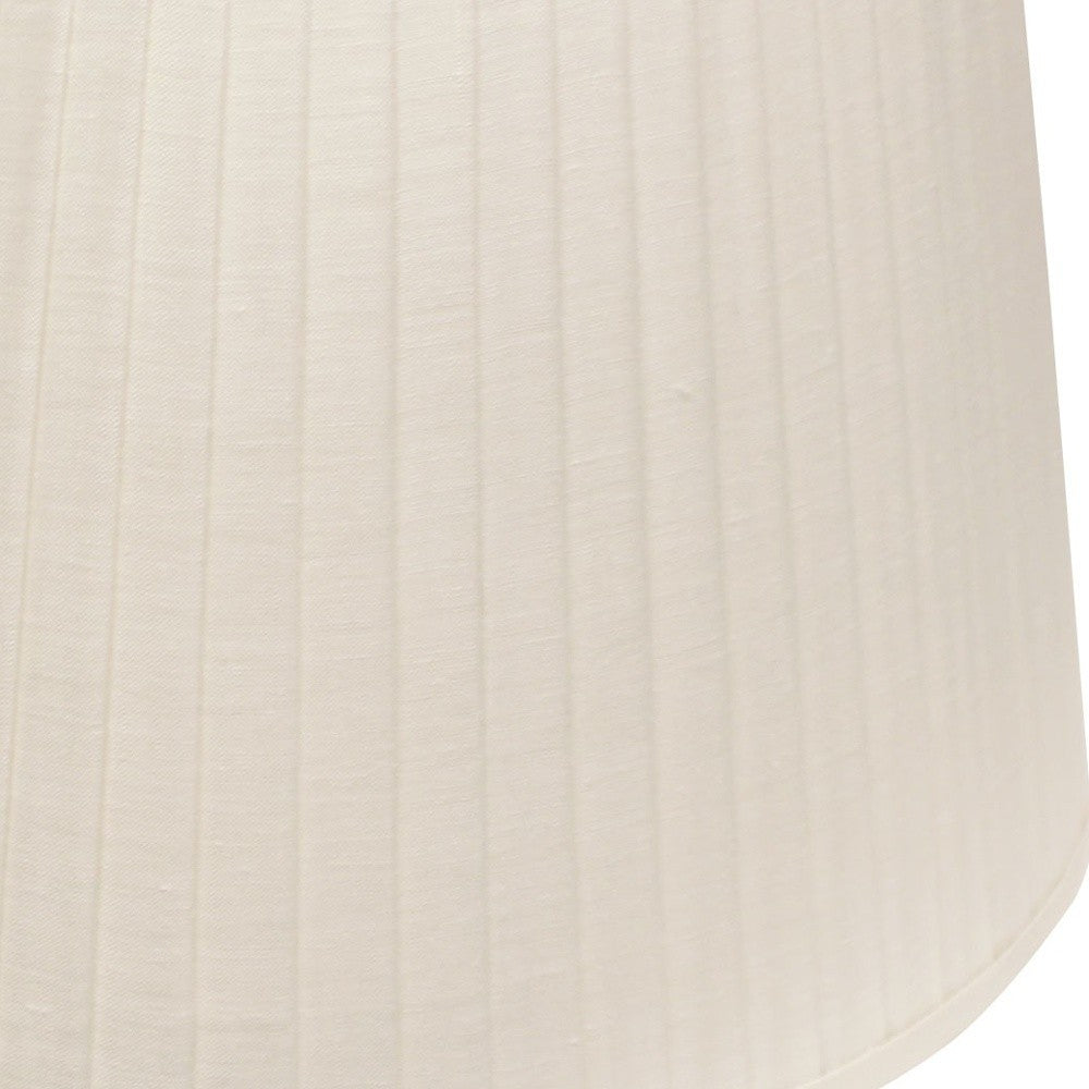 14" White Slanted Oval Linen Lampshade