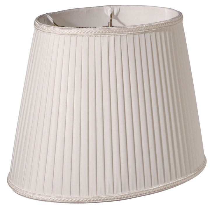 14" White Oval Side Pleat Shantung Lampshade