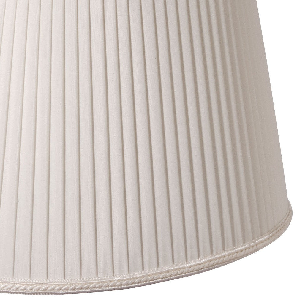 14" White Oval Side Pleat Shantung Lampshade