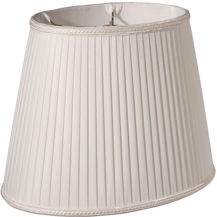 14" White Oval Side Pleat Shantung Lampshade