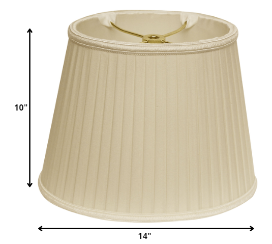 14" Ivory Oval Side Pleat Shantung Lampshade