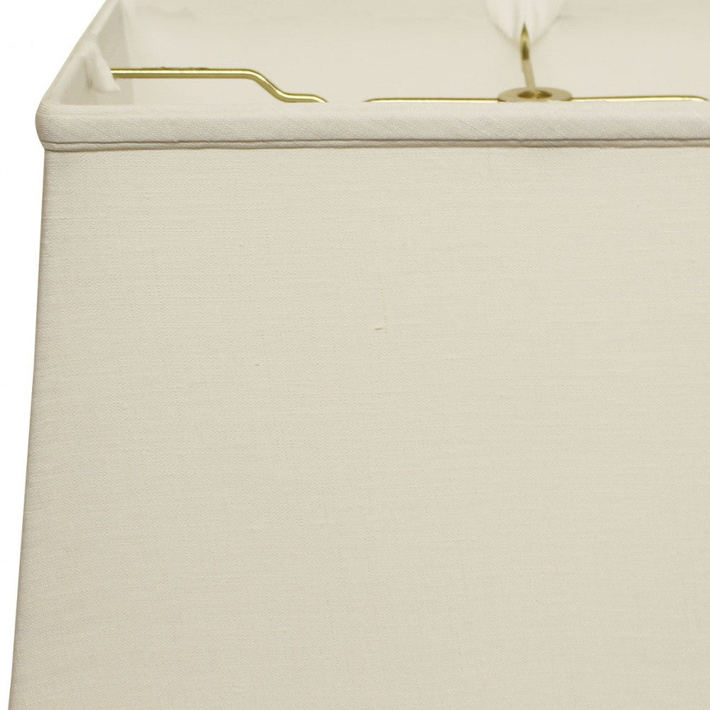 14" White Throwback Rectangle Linen Lampshade