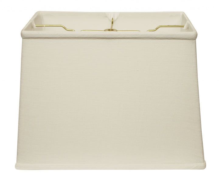 14" White Throwback Rectangle Linen Lampshade