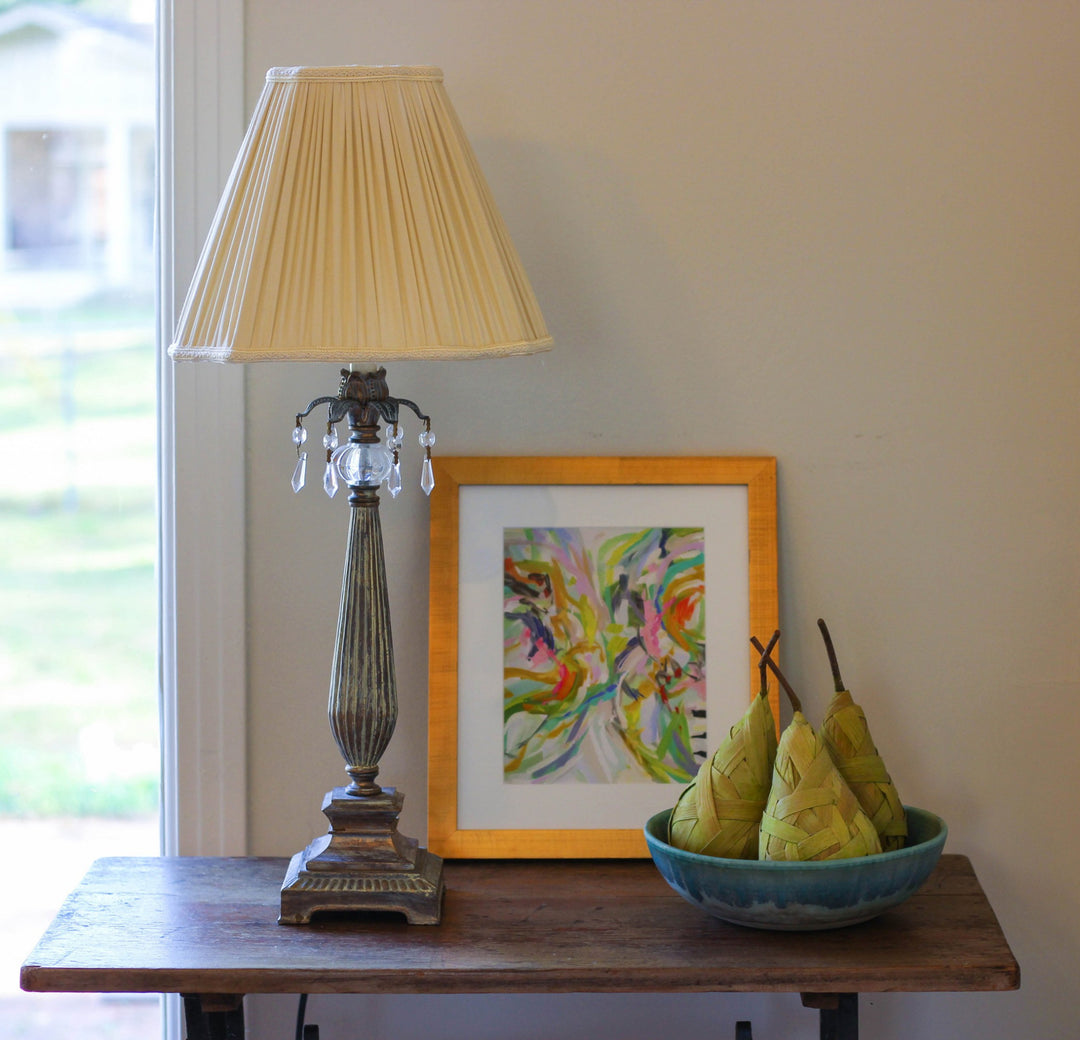 10" Pearl Grey Slanted Fancy Square Shantung Lampshade