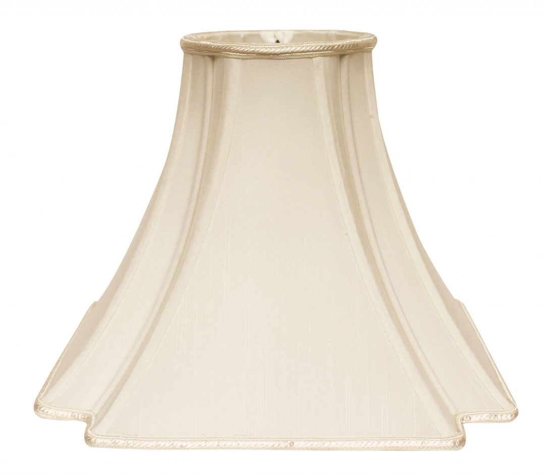 14" Ivory Slanted Notch Square Shantung Lampshade