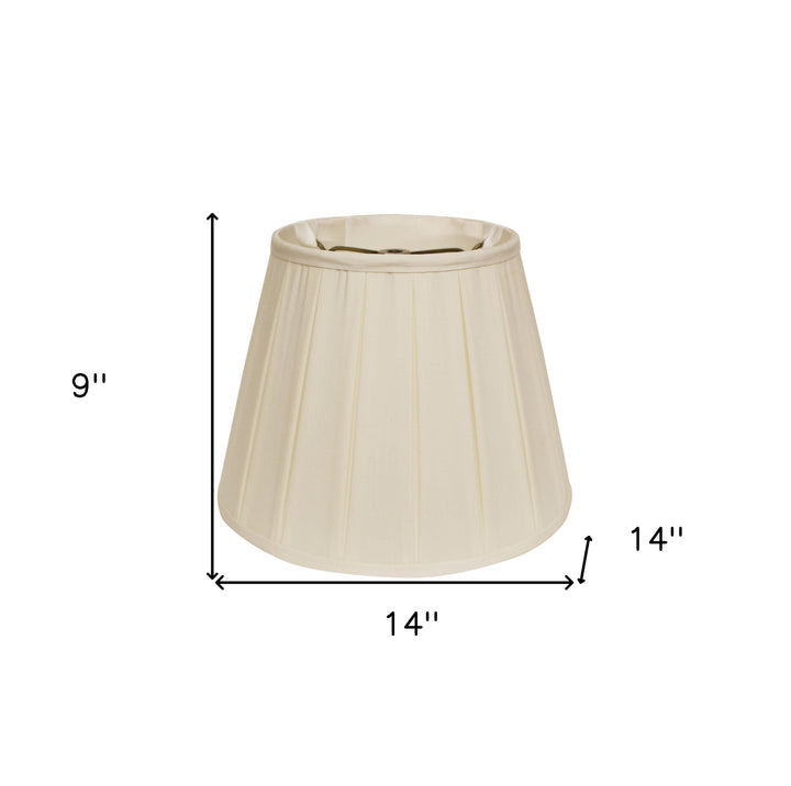 14" Ivory Slanted Crimped Box Shantung Lampshade