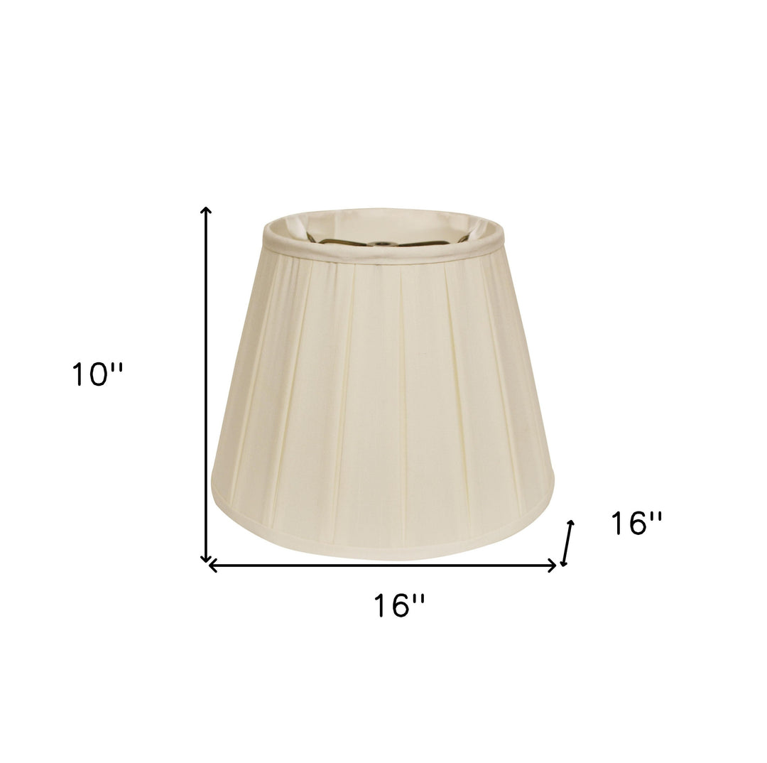 16" Ivory Slanted Crimped Box Shantung Lampshade