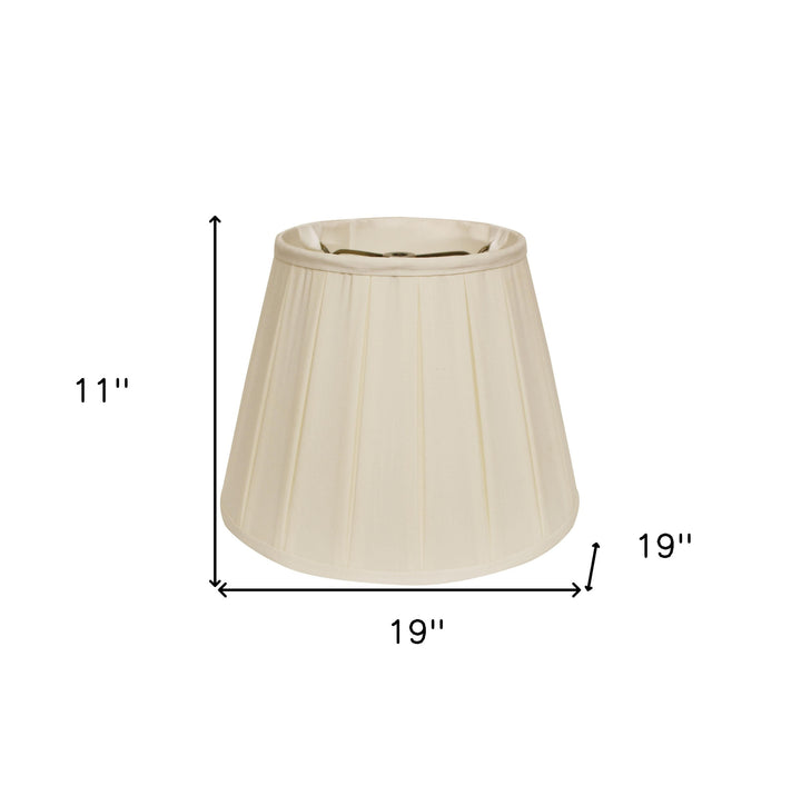 19" Ivory Slanted Crimped Box Shantung Lampshade