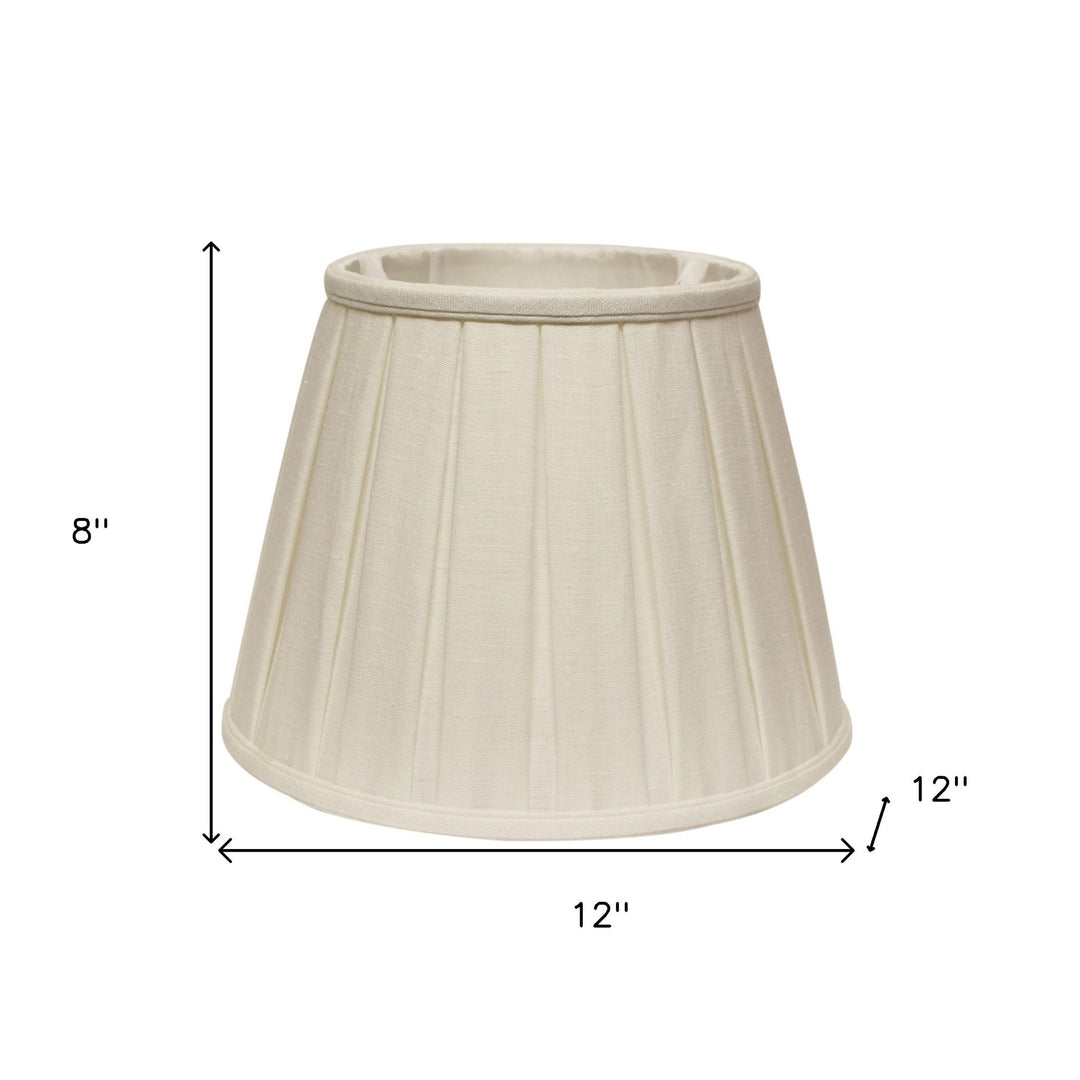 12" White Slanted Linen Lampshade with Box Pleat