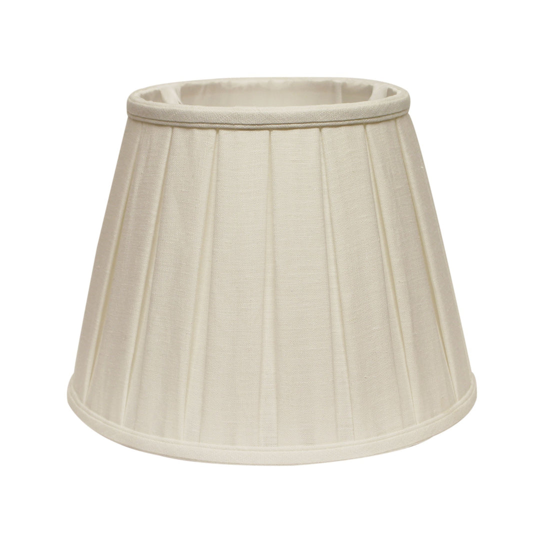 12" White Slanted Linen Lampshade with Box Pleat