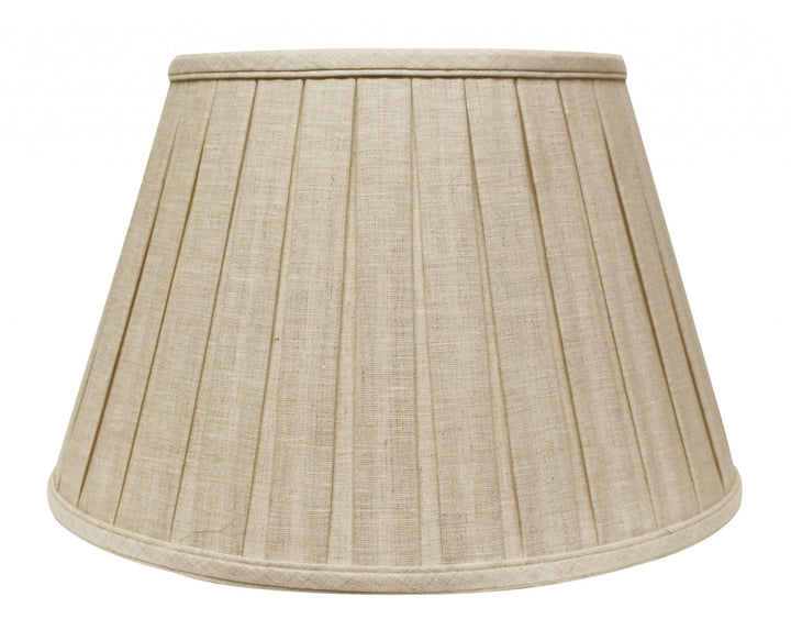 12" Cream Slanted Linen Lampshade with Box Pleat