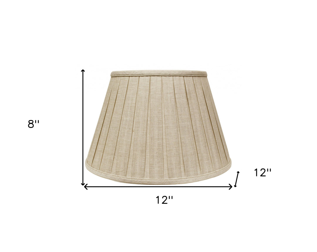 12" Cream Slanted Linen Lampshade with Box Pleat