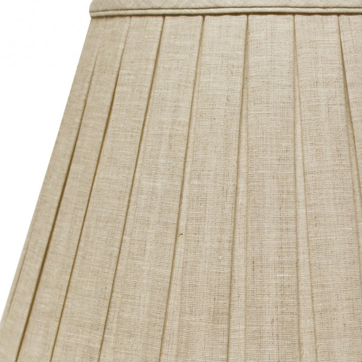 12" Cream Slanted Linen Lampshade with Box Pleat