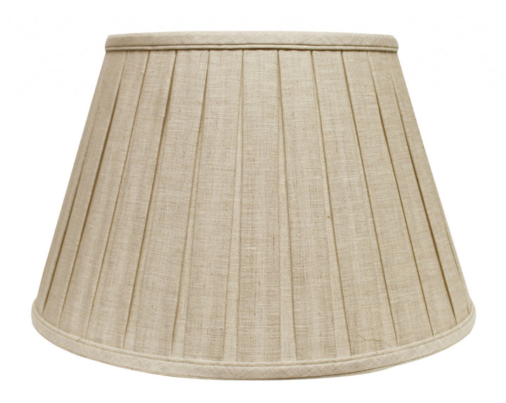 12" Cream Slanted Linen Lampshade with Box Pleat