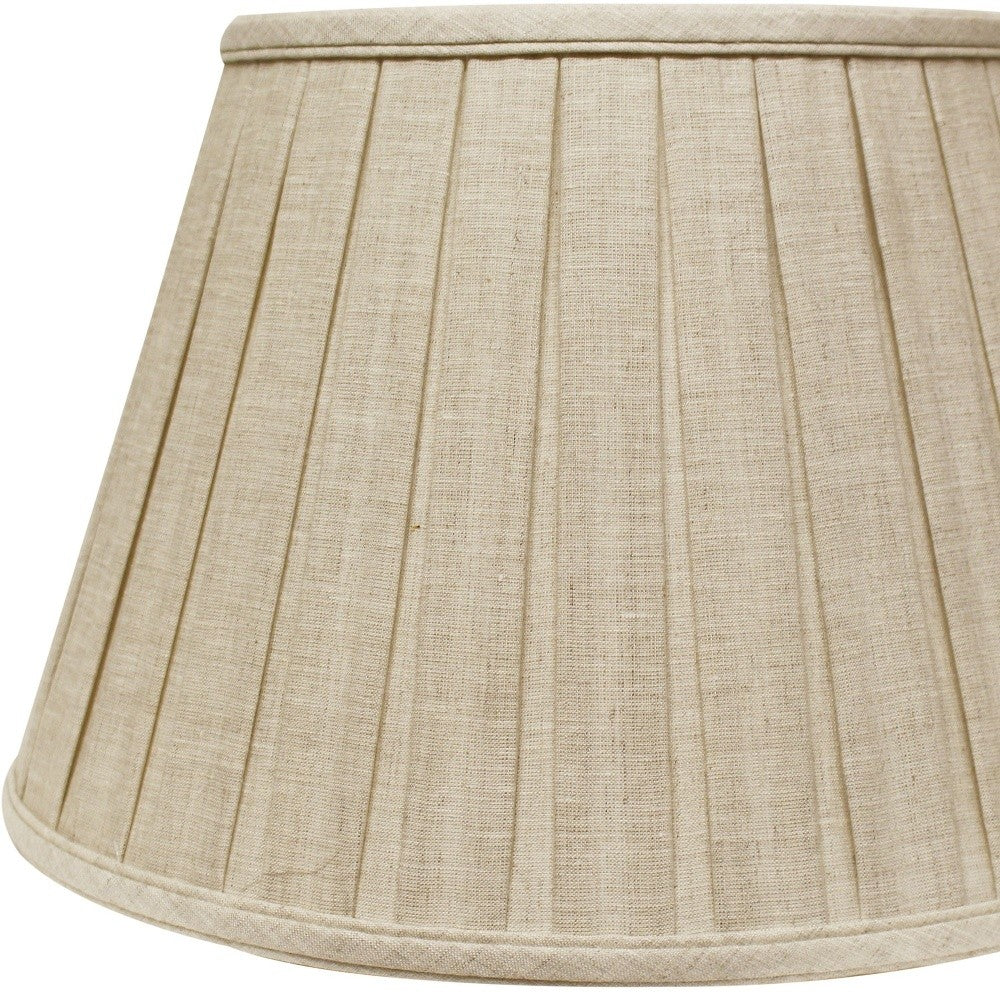 16" Cream Slanted Linen Lampshade with Box Pleat