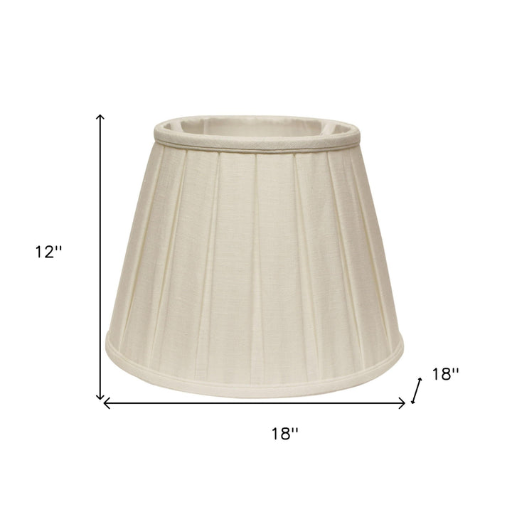 18" White Slanted Linen Lampshade with Box Pleat