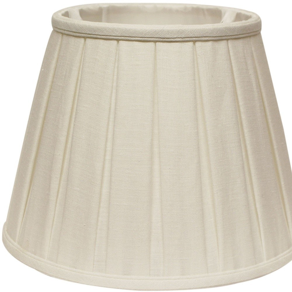 18" White Slanted Linen Lampshade with Box Pleat