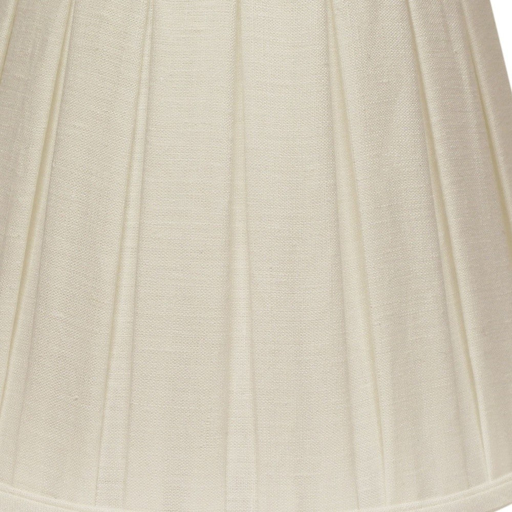 18" White Slanted Linen Lampshade with Box Pleat