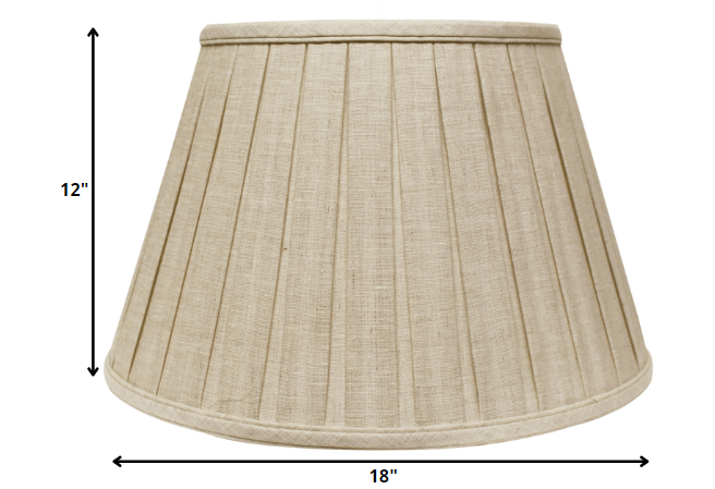 18" Cream Slanted Linen Lampshade with Box Pleat