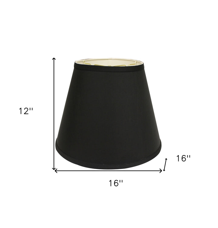 16" Black with White  Empire Deep Slanted Shantung Lampshade