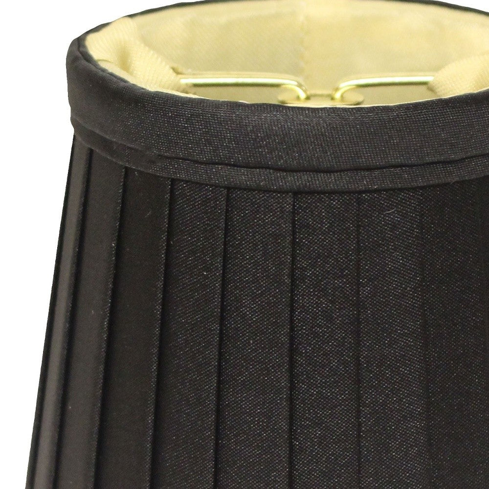 4" Black and Gold of 6 Slanted Pleat Chandelier Silk Lampshades