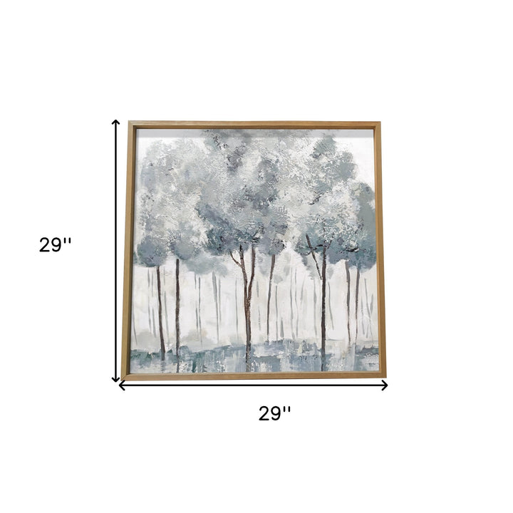 Modern All Over Blue Gray Forrest Canvas Wall Art Brown Picture Frame Print Wall Art