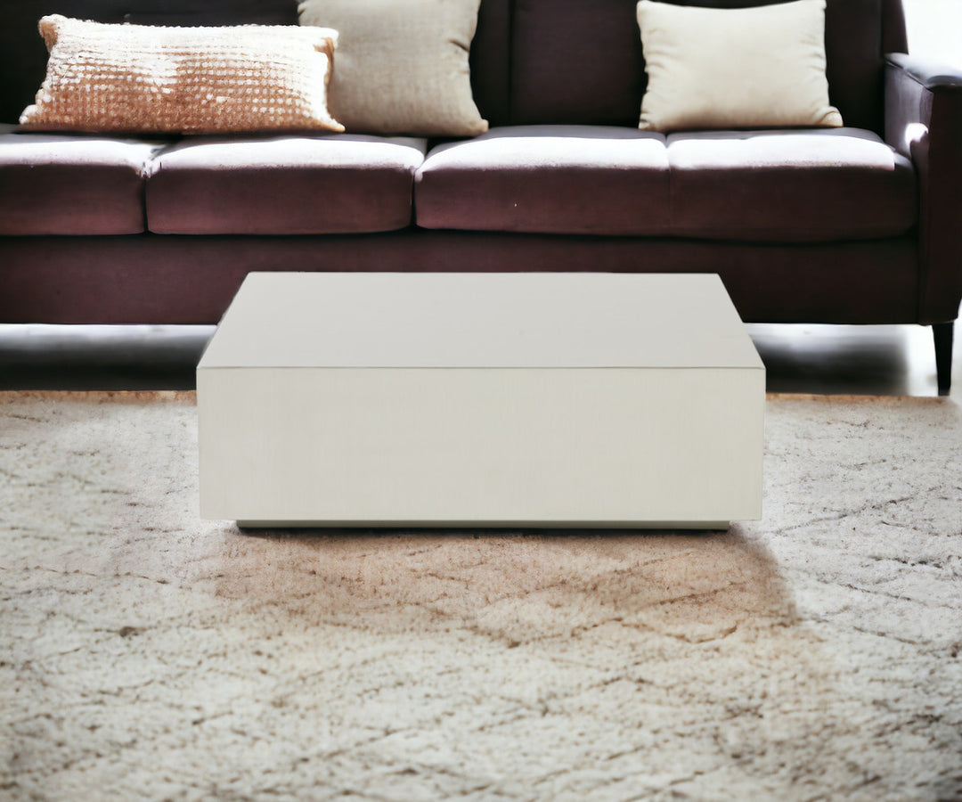 Modern Brushed Silver Stainless Steel Coffee Table