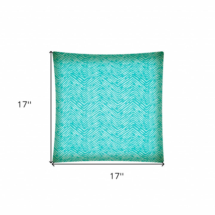 17" Turquoise and White Chevron Indoor Outdoor Throw Pillow Cover