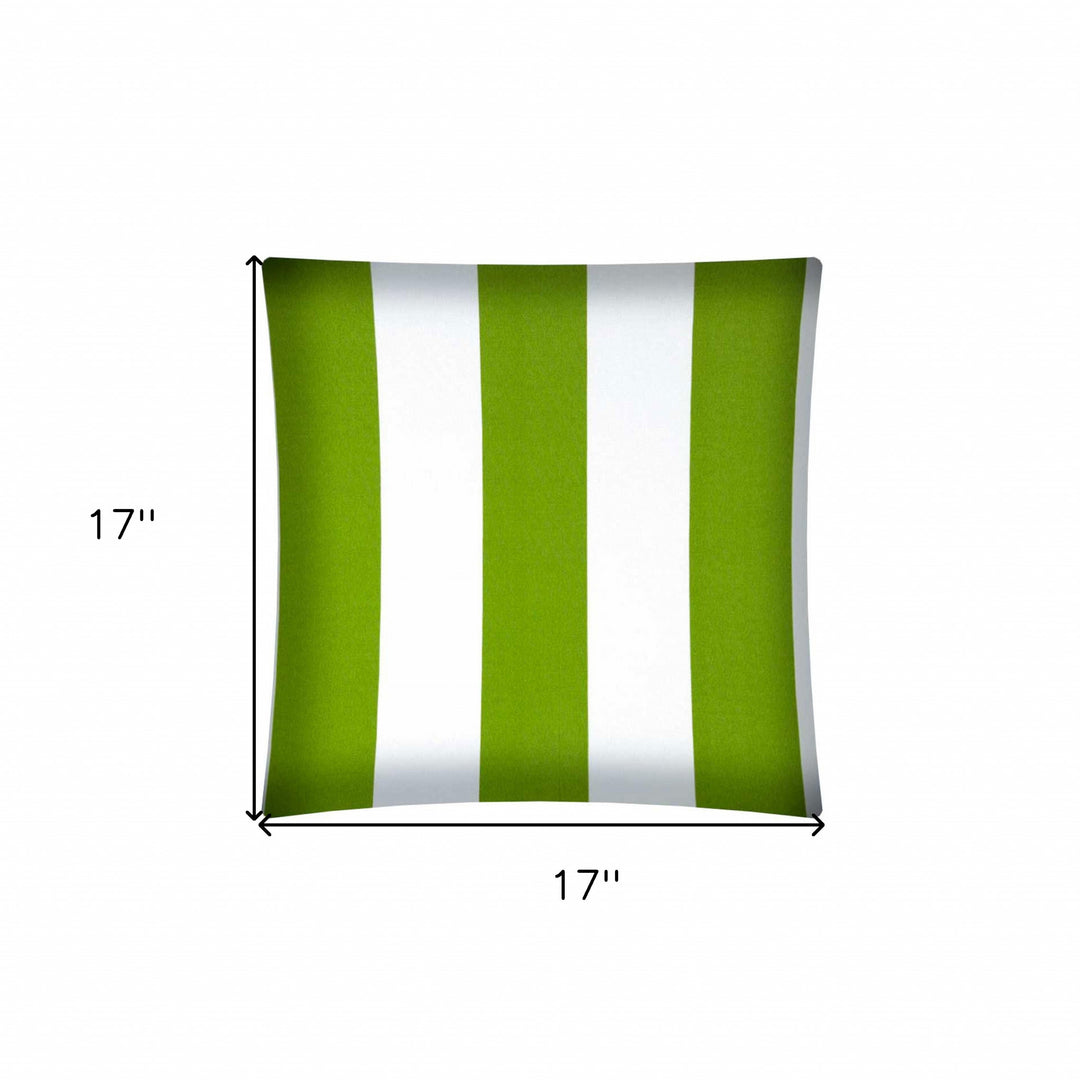 17" X 17" Green And Ivory Zippered Striped Throw Indoor Outdoor Pillow Cover