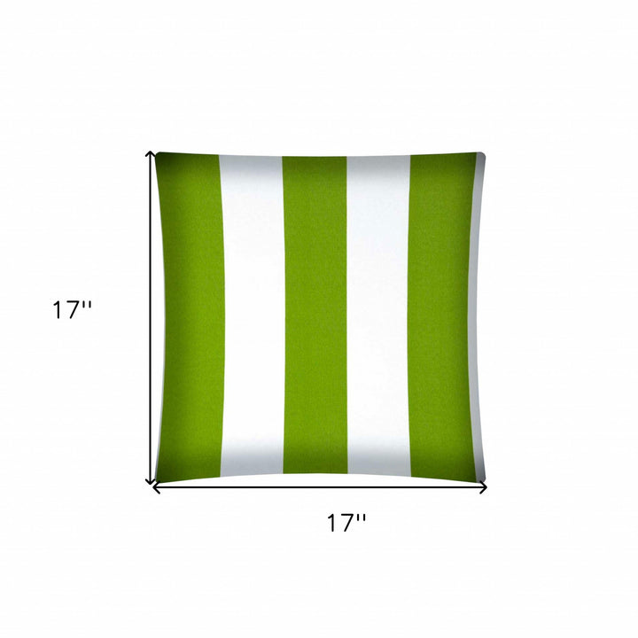 17" X 17" Green And Ivory Zippered Striped Throw Indoor Outdoor Pillow Cover