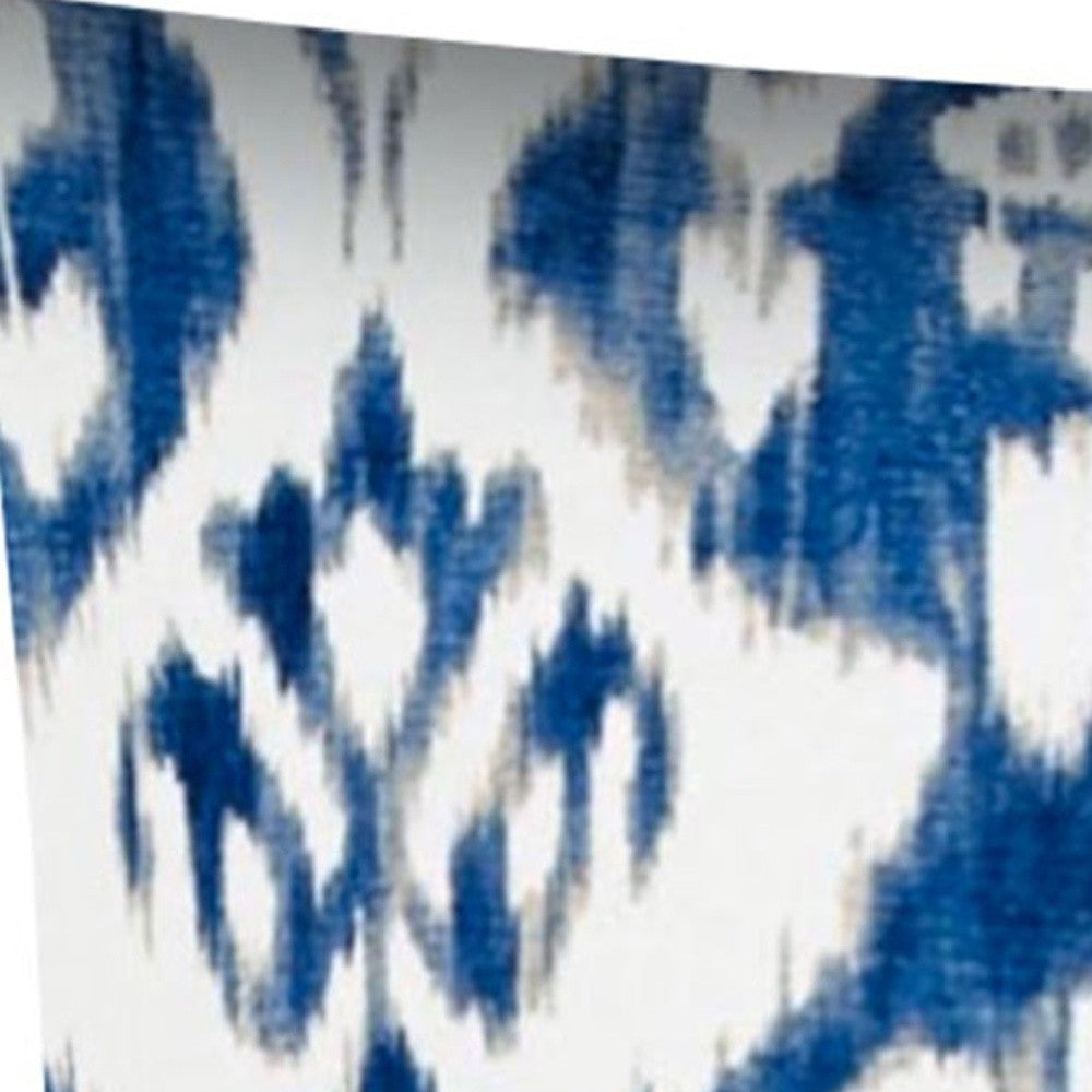 17" Indigo Taupe and Cream Ikat Indoor Outdoor Throw Pillow Cover