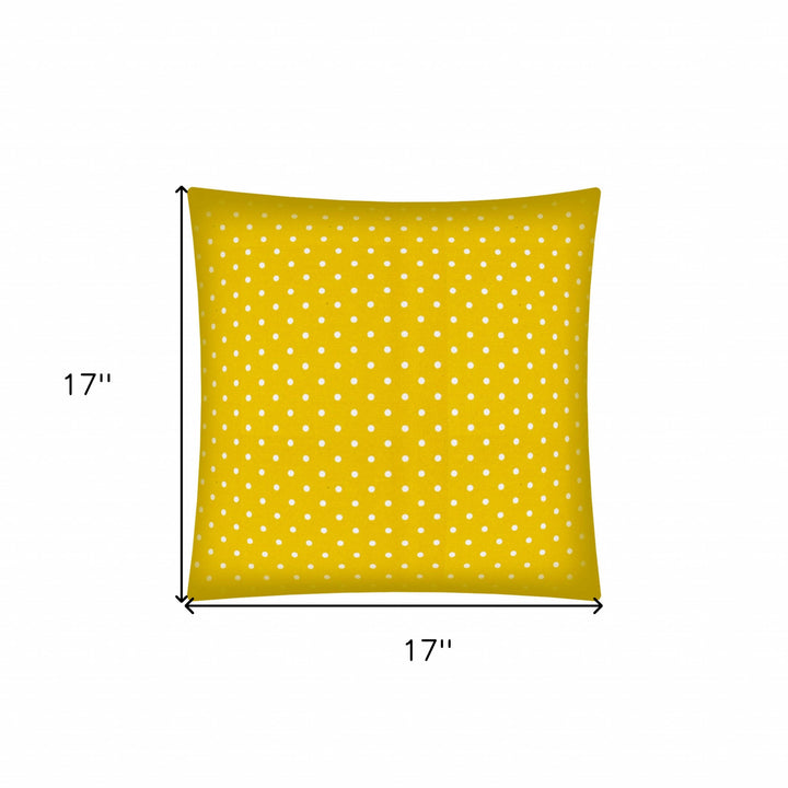 17" Yellow and White Polka Dot Indoor Outdoor Throw Pillow Cover