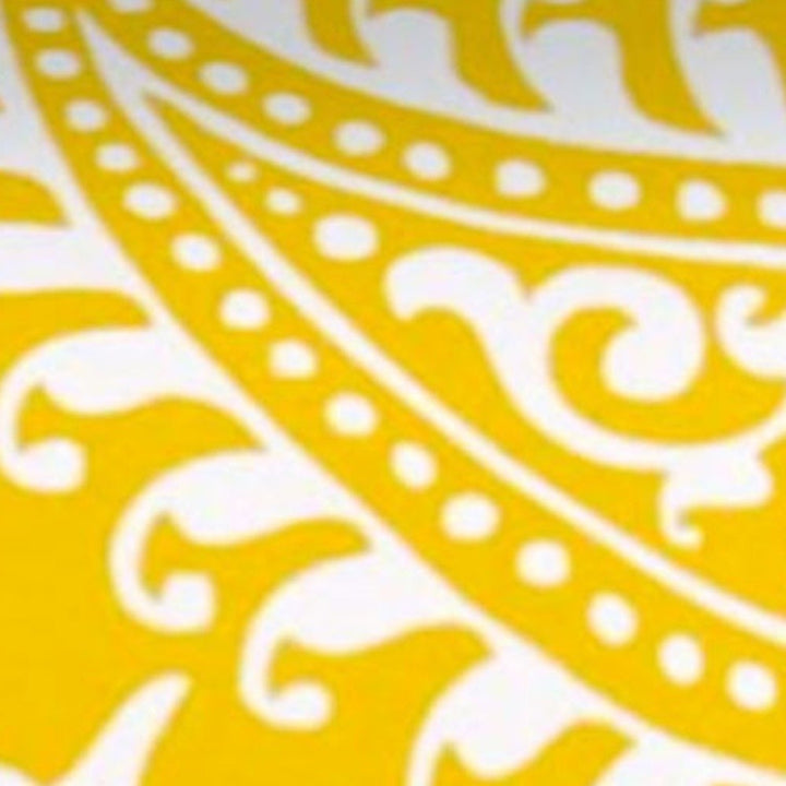 17" Yellow and White Paisley Indoor Outdoor Throw Pillow Cover