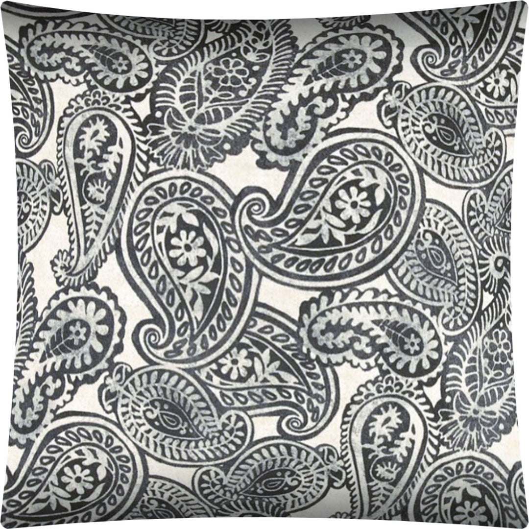 17" X 17" Gray And Cream Zippered Paisley Throw Indoor Outdoor Pillow Cover