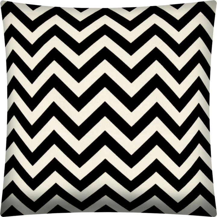 17" Black and Ivory Chevron Indoor Outdoor Throw Pillow Cover