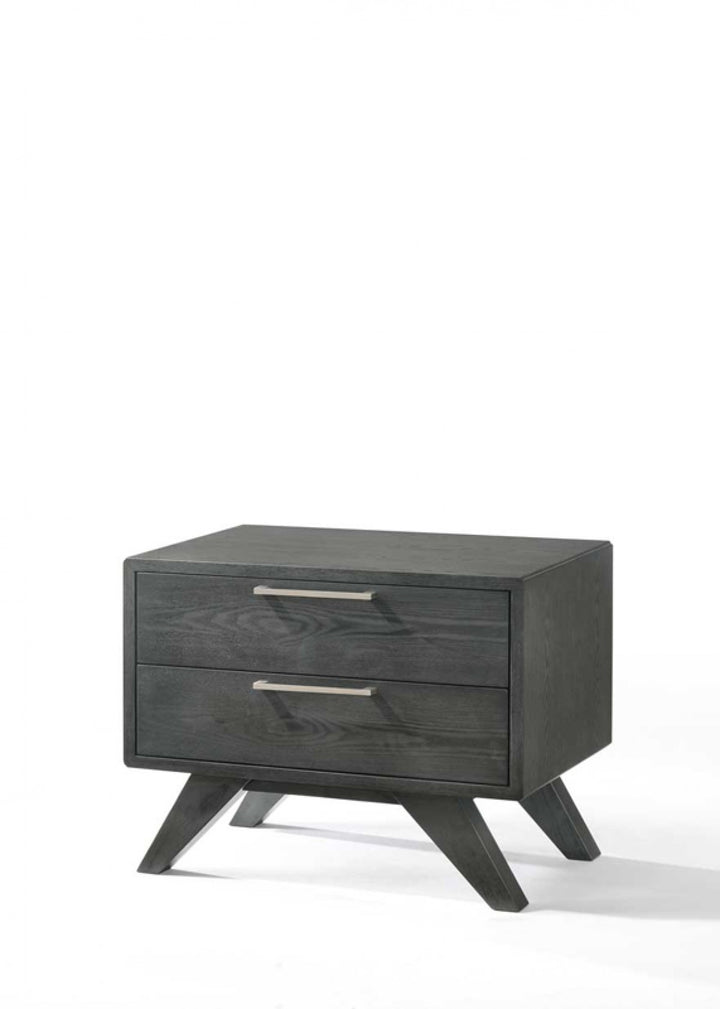 Modern Gray Wash Nightstand with Two Drawers