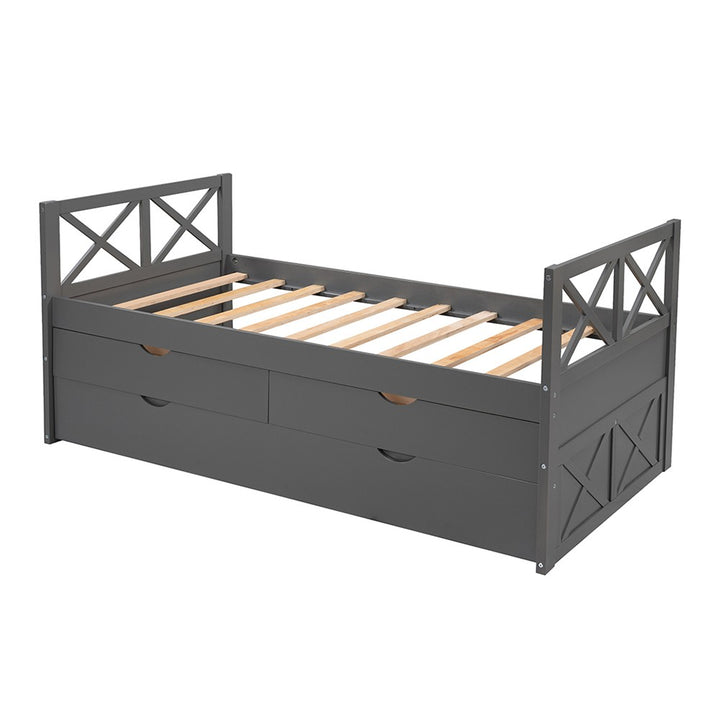 Gray Twin Bed with Trundle