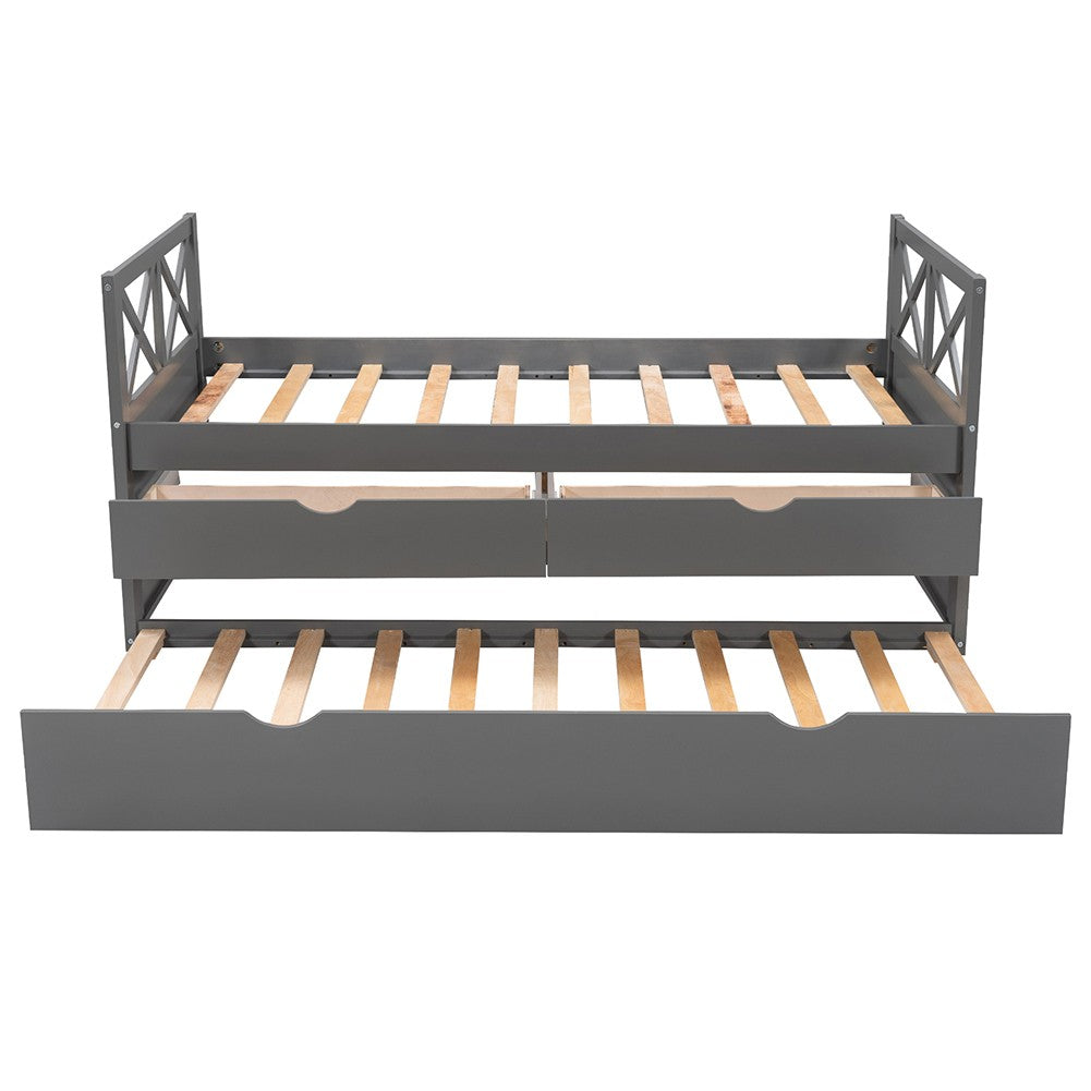 Gray Twin Bed with Trundle