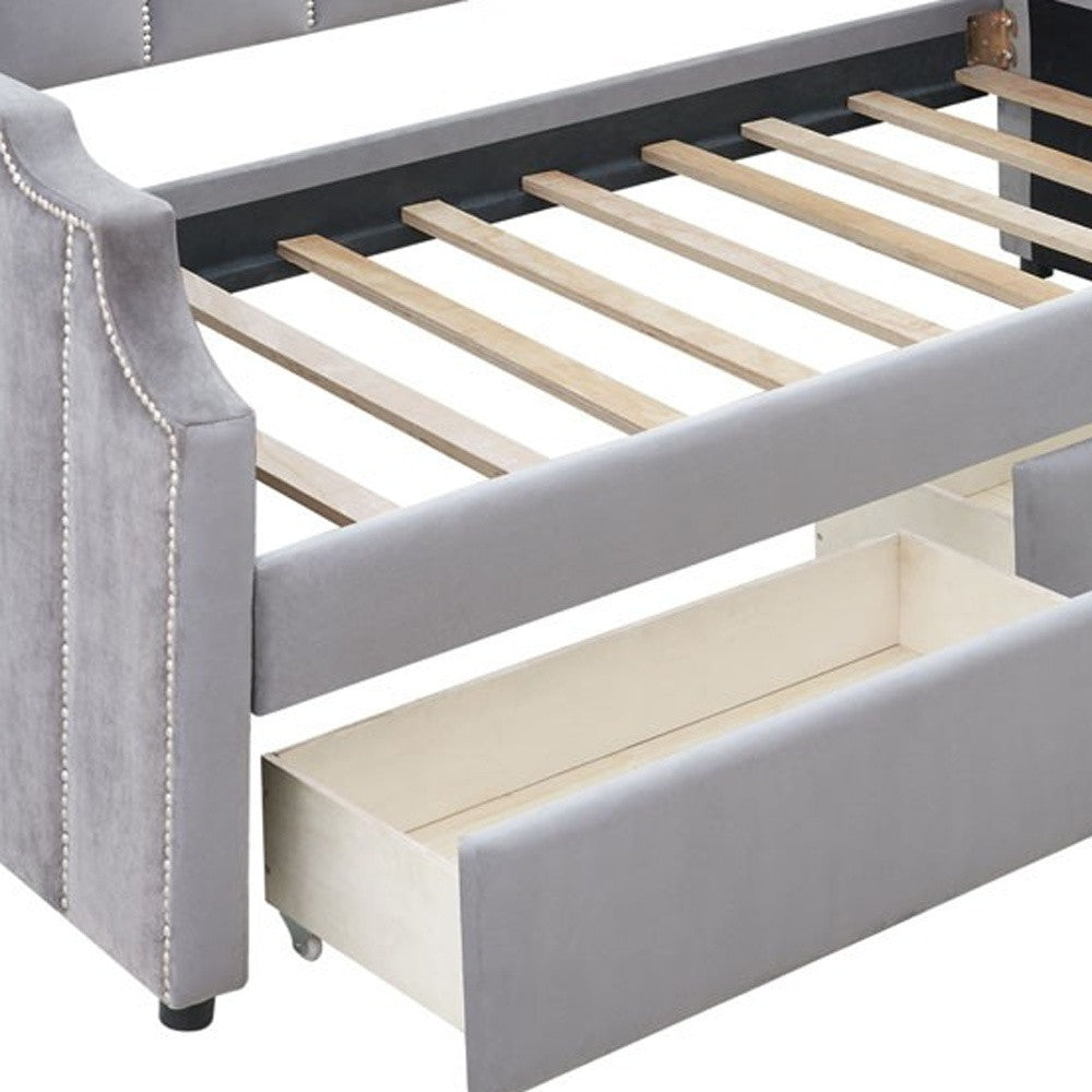 Twin Gray Upholstered Polyester Blend Bed