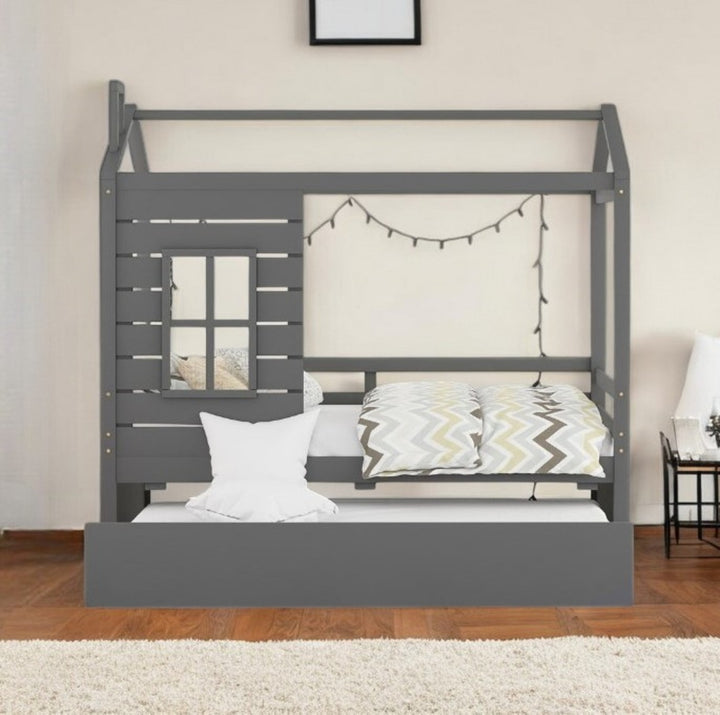 Gray Twin Bed with Trundle